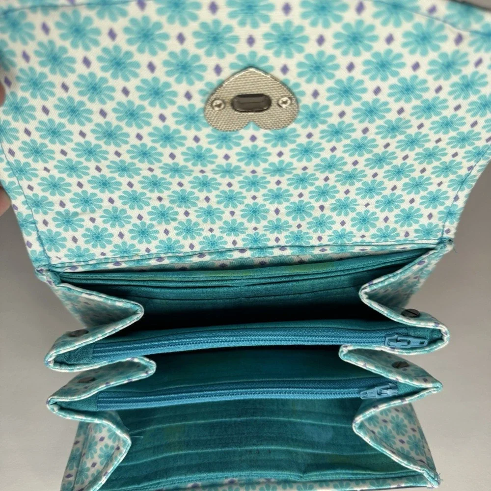 New Handmade quilted multifunction accordion wallet Soft shabby chic boho‎ heart